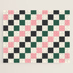 Checker racing stripes - green pink Jigsaw Puzzle Gallery Image 1