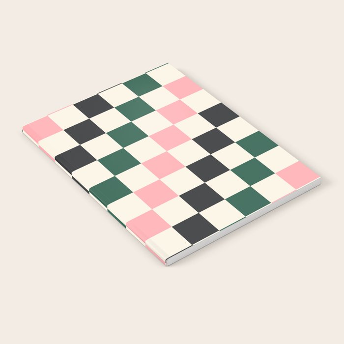 Checker racing stripes - green pink Notebook Gallery Image 2