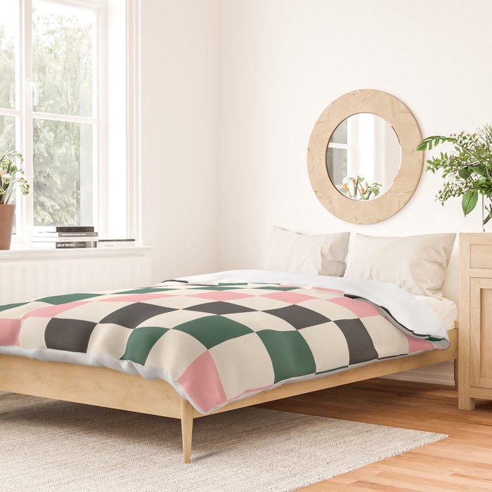 Checker racing stripes - green pink Duvet Cover Gallery Image 2