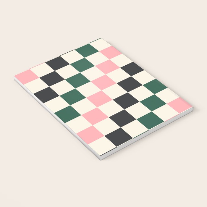 Checker racing stripes - green pink Notebook Gallery Image 3