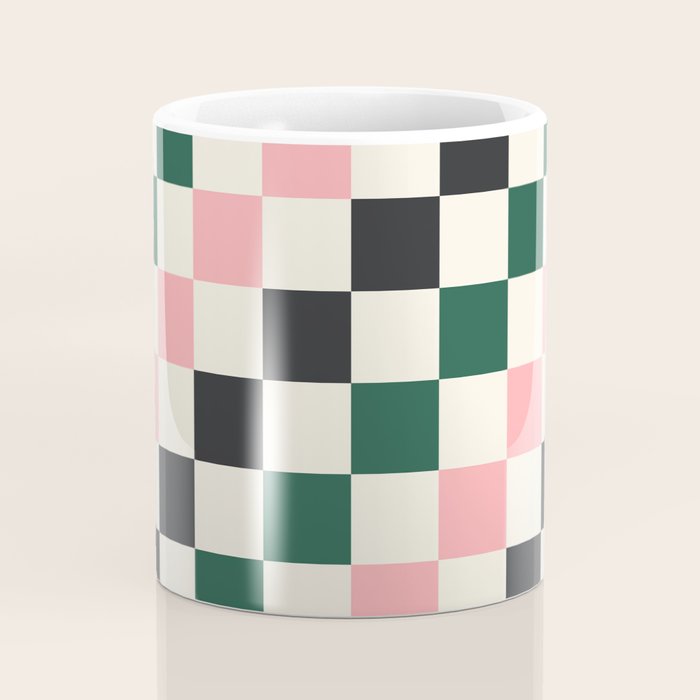 Checker racing stripes - green pink Coffee Mug Gallery Image 4