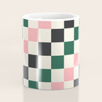 Checker racing stripes - green pink Coffee Mug Gallery Image 4