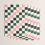 Checker racing stripes - green pink Wrapping Paper Gallery Image 3