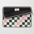 Checker racing stripes - green pink Laptop Sleeve Gallery Image 2
