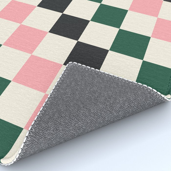 Checker racing stripes - green pink Rug Gallery Image 4