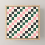 Checker racing stripes - green pink Mini Art Print Gallery Image 1