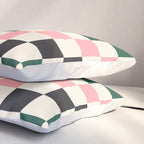 Checker racing stripes - green pink Pillow Sham Gallery Image 3