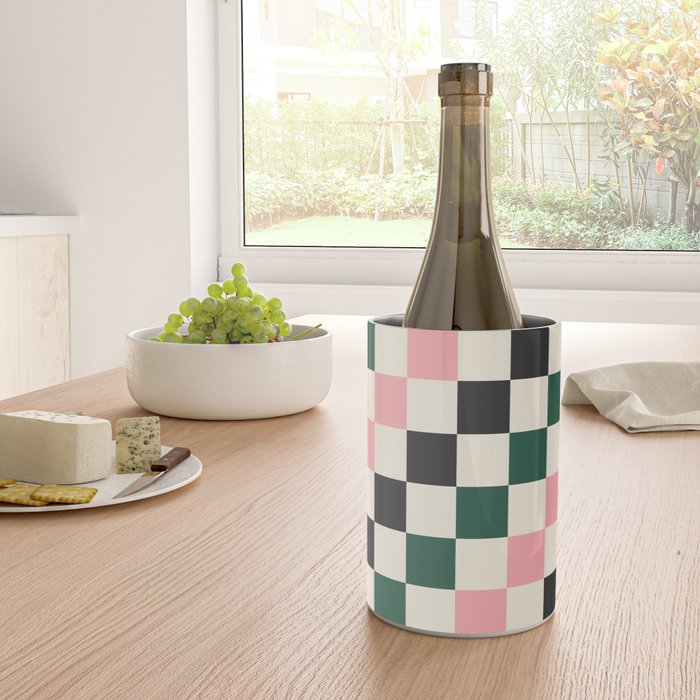Checker racing stripes - green pink Wine Chiller Gallery Image 4