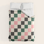 Checker racing stripes - green pink Duvet Cover Gallery Image 6