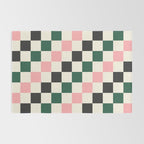 Checker racing stripes - green pink Rug Gallery Image 2