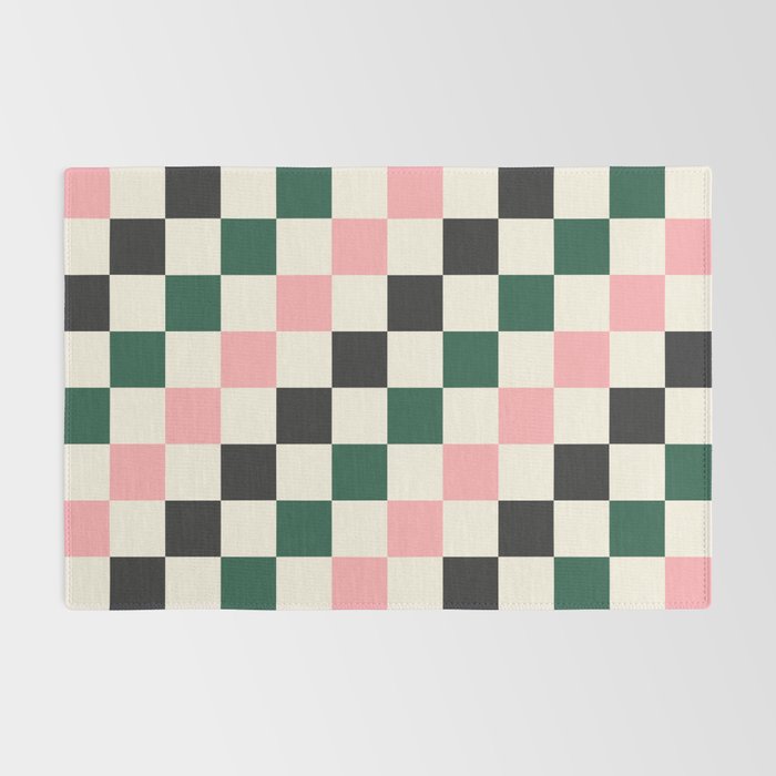 Checker racing stripes - green pink Rug Gallery Image 2