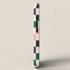 Checker racing stripes - green pink iPhone Case Gallery Image 2