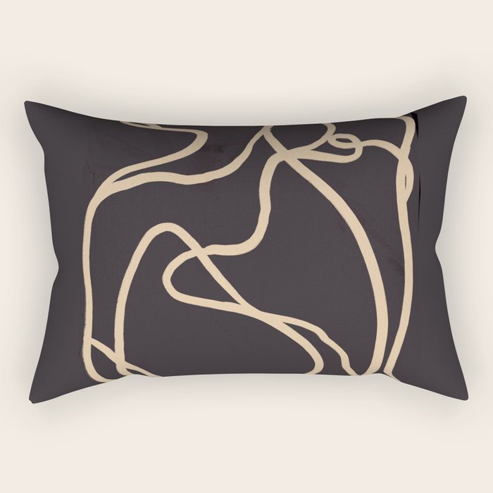 Abstract Line Art Cat 2 Rectangular Pillow Gallery Image 2