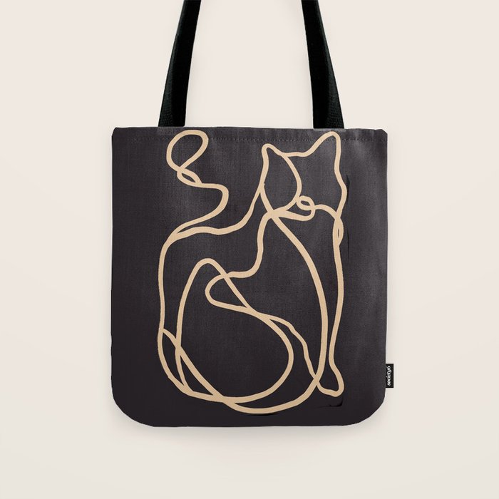 Abstract Line Art Cat 2 Tote Bag Gallery Image 1