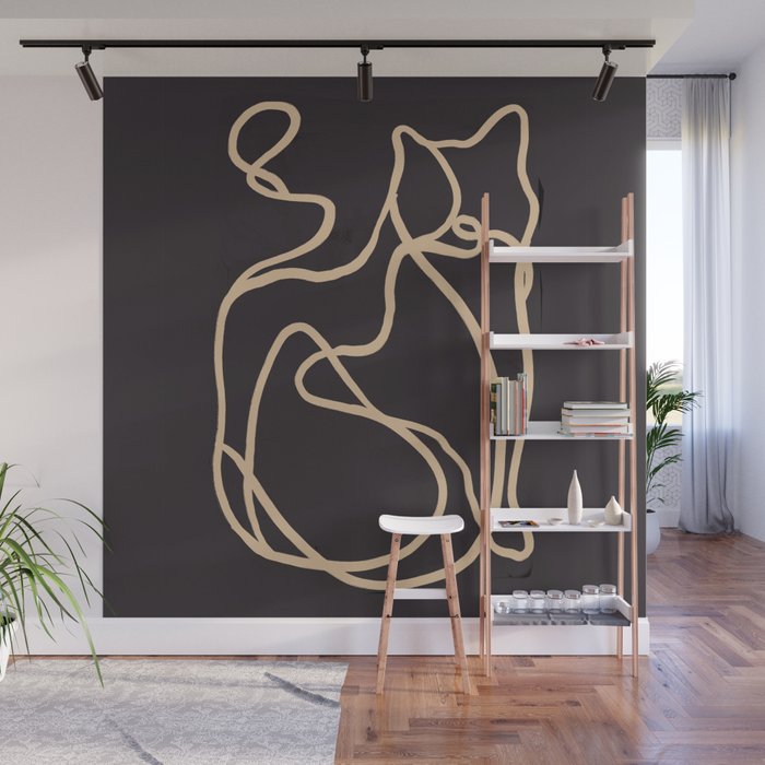 Abstract Line Art Cat 2 Wall Mural Gallery Image 1
