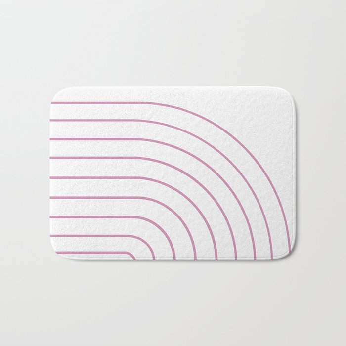 Minimal Arch XXVI White and Pink Modern Geometric Lines Bath Mat Gallery Image 1