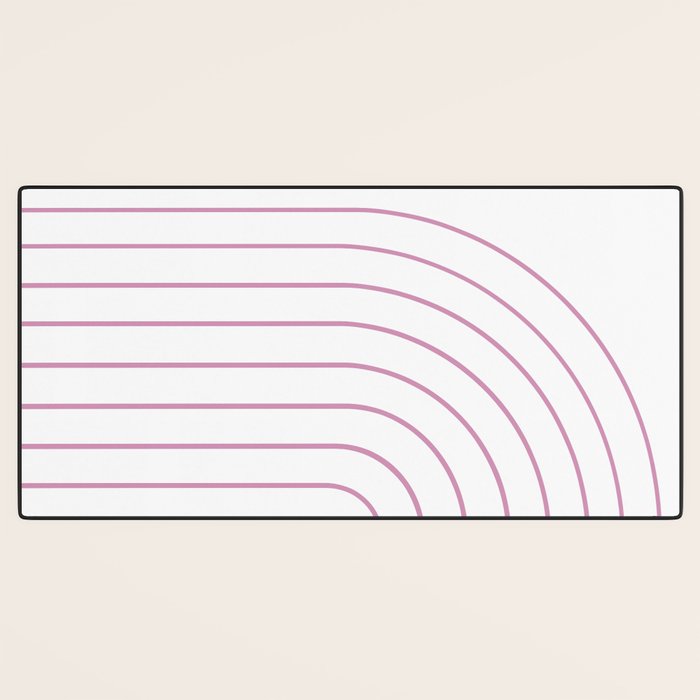 Minimal Arch XXVI White and Pink Modern Geometric Lines Desk Mat Gallery Image 3