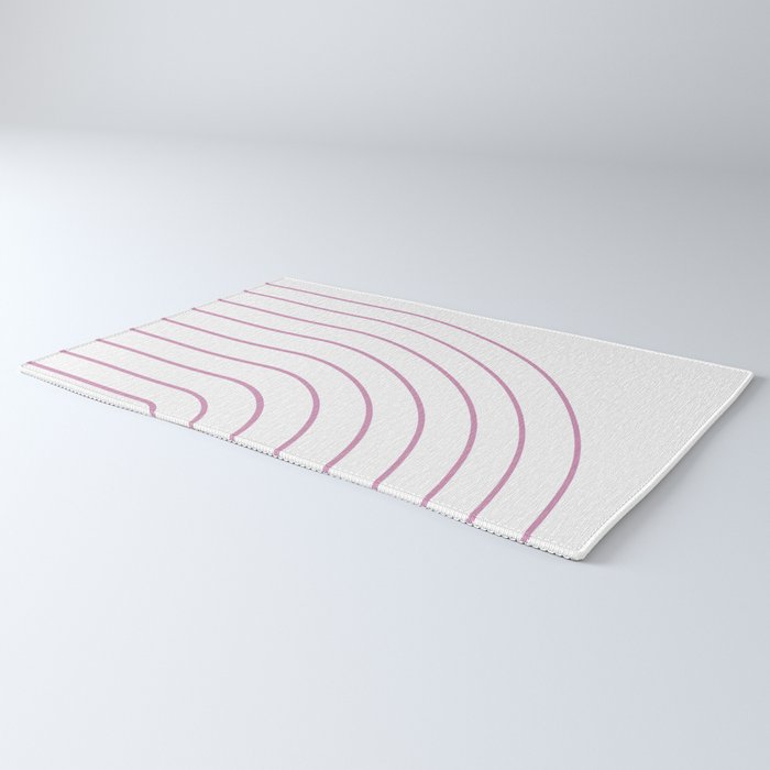 Minimal Arch XXVI White and Pink Modern Geometric Lines Rug Gallery Image 3