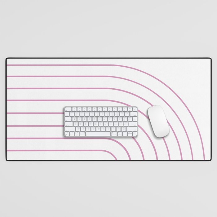 Minimal Arch XXVI White and Pink Modern Geometric Lines Desk Mat Gallery Image 1
