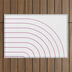 Minimal Arch XXVI White and Pink Modern Geometric Lines Outdoor Rug Gallery Image 1