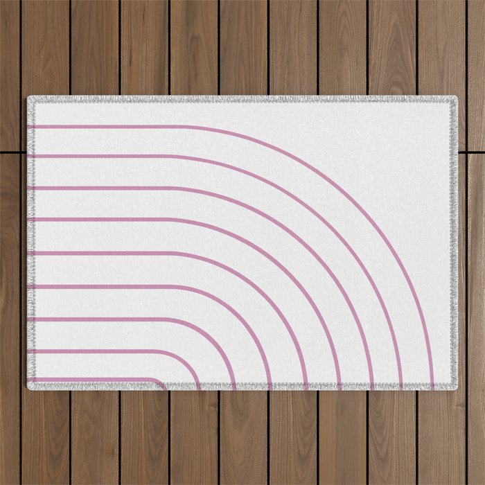 Minimal Arch XXVI White and Pink Modern Geometric Lines Outdoor Rug Gallery Image 1