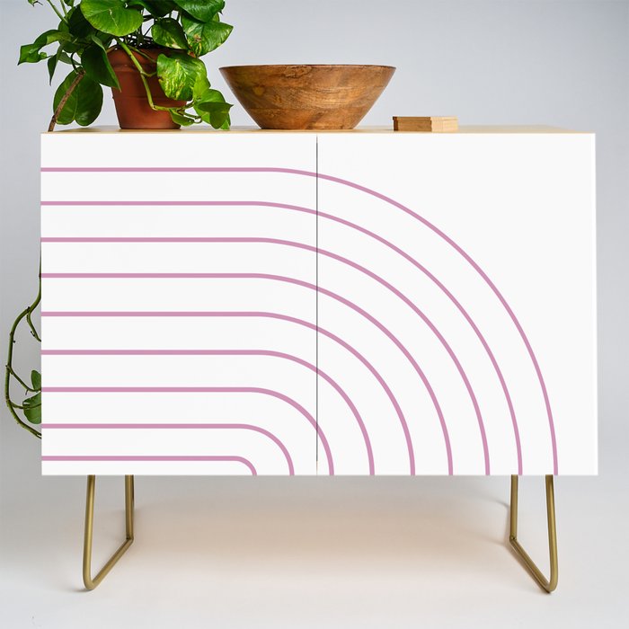 Minimal Arch XXVI White and Pink Modern Geometric Lines Credenza Gallery Image 1