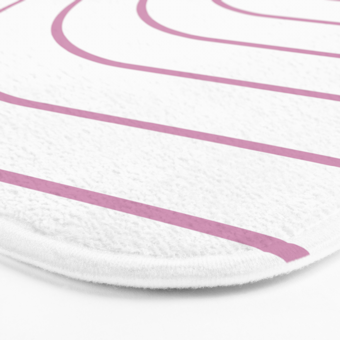Minimal Arch XXVI White and Pink Modern Geometric Lines Bath Mat Gallery Image 3