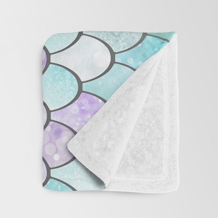 Mermaid Pastel Pink Purple Aqua Teal Throw Blanket Gallery Image 3