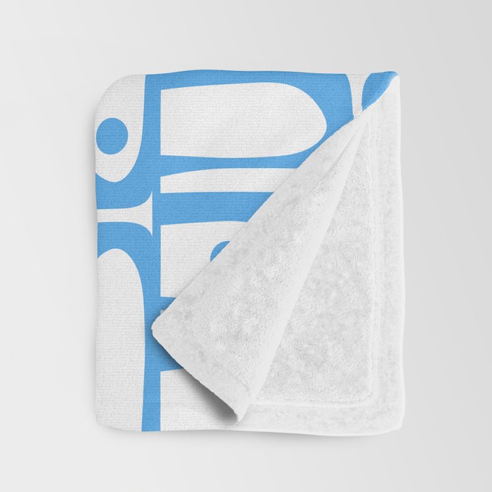 Mid Century Modern Piquet Abstract Multi Geometric Pattern Blue and White  Throw Blanket Gallery Image 3