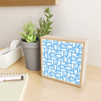 Mid Century Modern Piquet Abstract Multi Geometric Pattern Blue and White  Mini Art Print Gallery Image 2