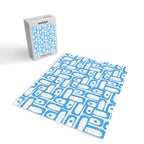 Mid Century Modern Piquet Abstract Multi Geometric Pattern Blue and White  Jigsaw Puzzle Gallery Image 2