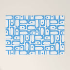 Mid Century Modern Piquet Abstract Multi Geometric Pattern Blue and White  Welcome Mat Gallery Image 1