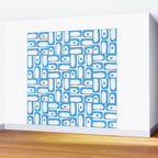 Mid Century Modern Piquet Abstract Multi Geometric Pattern Blue and White  Wall Mural Gallery Image 2