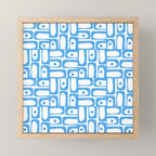 Mid Century Modern Piquet Abstract Multi Geometric Pattern Blue and White  Mini Art Print Gallery Image 1