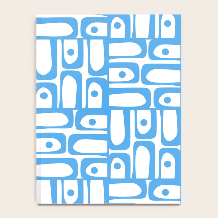 Mid Century Modern Piquet Abstract Multi Geometric Pattern Blue and White  Notebook Gallery Image 4