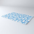 Mid Century Modern Piquet Abstract Multi Geometric Pattern Blue and White  Rug Gallery Image 3