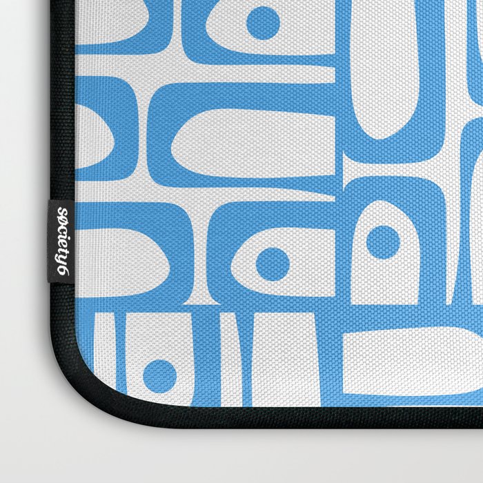 Mid Century Modern Piquet Abstract Multi Geometric Pattern Blue and White  Laptop Sleeve Gallery Image 3