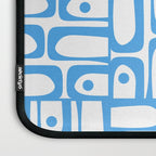 Mid Century Modern Piquet Abstract Multi Geometric Pattern Blue and White  Laptop Sleeve Gallery Image 3