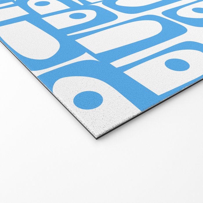 Mid Century Modern Piquet Abstract Multi Geometric Pattern Blue and White  Welcome Mat Gallery Image 2
