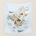 North America continent, World map for kids Wall Tapestry Gallery Image 4