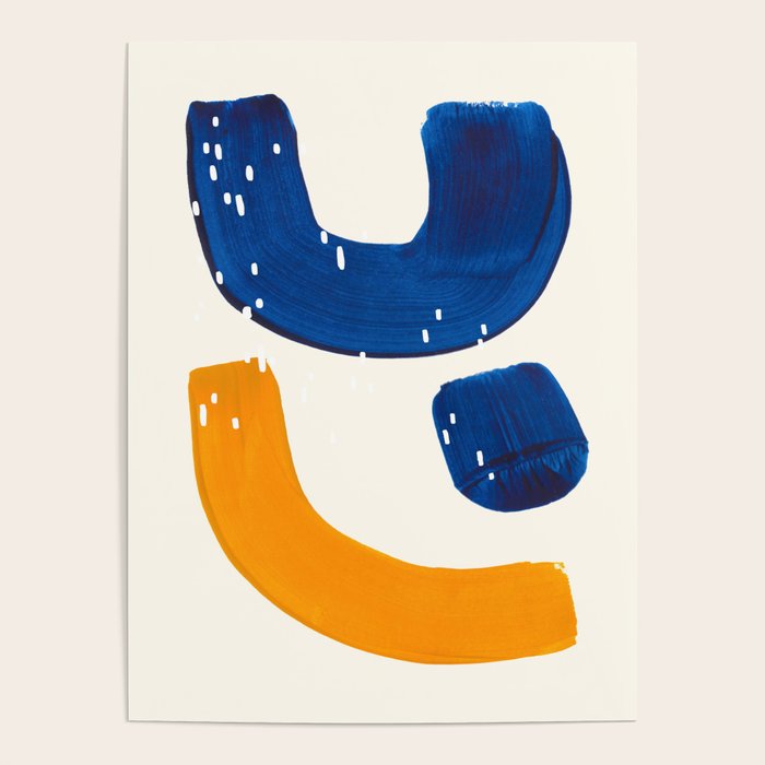 Minimalist Abstract Mid Century Modern Colorful Shape Yellow Blue Pattern Fun Art Poster Gallery Image 4