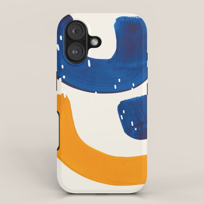 Minimalist Abstract Mid Century Modern Colorful Shape Yellow Blue Pattern Fun Art iPhone Case Gallery Image 1