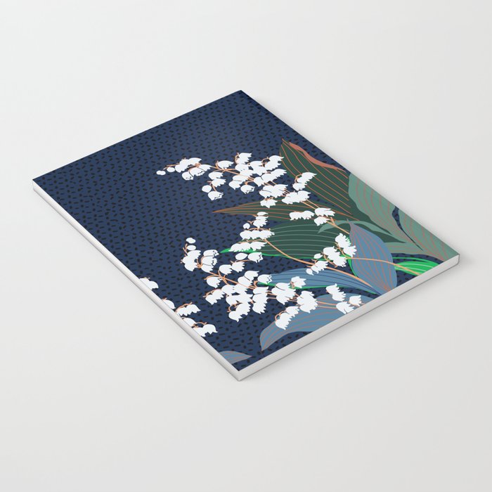 Big flowers Lily of the valley dark denim Notebook Gallery Image 3