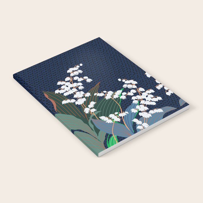 Big flowers Lily of the valley dark denim Notebook Gallery Image 2