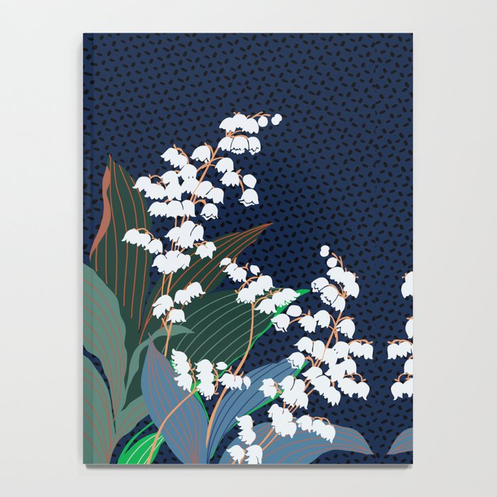 Big flowers Lily of the valley dark denim Notebook Gallery Image 4