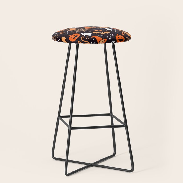 Halloween party illustrations orange, black Stool Gallery Image 1