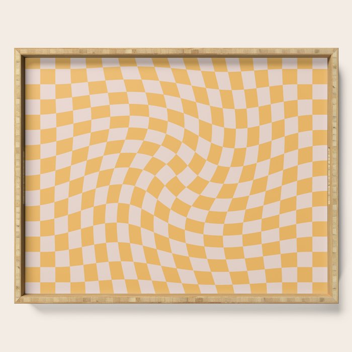 Check I - Yellow Twist â Checkerboard Print Serving Tray Gallery Image 1