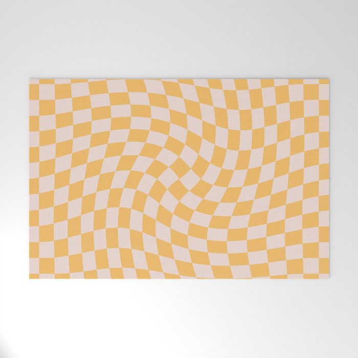Check I - Yellow Twist â Checkerboard Print Welcome Mat Gallery Image 1