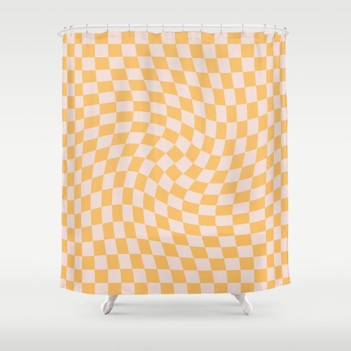 Check I - Yellow Twist â Checkerboard Print Shower Curtain Gallery Image 1