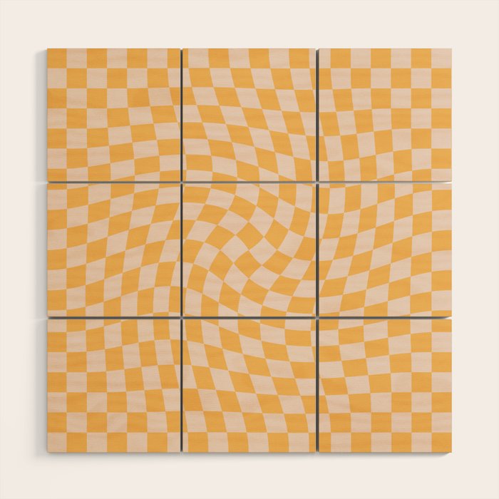 Check I - Yellow Twist â Checkerboard Print Wood Wall Art Gallery Image 1
